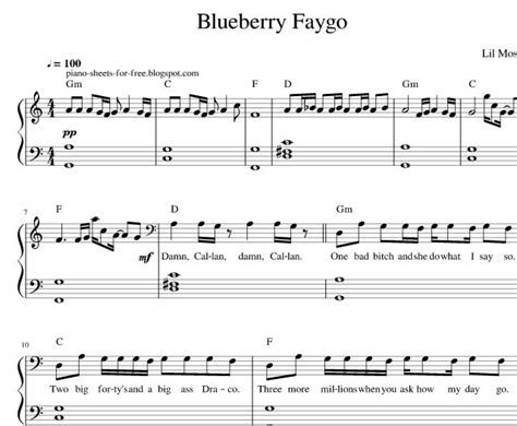 Lil Mosey — Blueberry Faygo Piano Sheet Music PDF