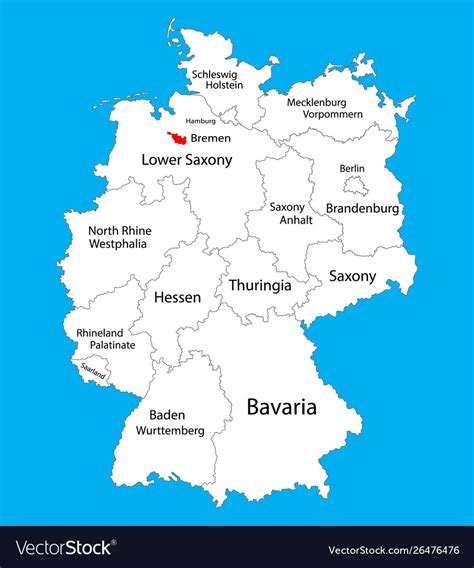 Bremen state map germany province silhouette Vector Image