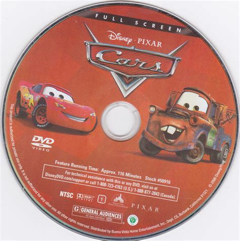 Cars (2006) FS R1 - Cartoon DVD - CD Label, DVD Cover, Front Cover Art