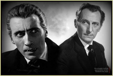 Christopher Lee (L) as Count Dracula and Peter Cushing (R) as Van ...