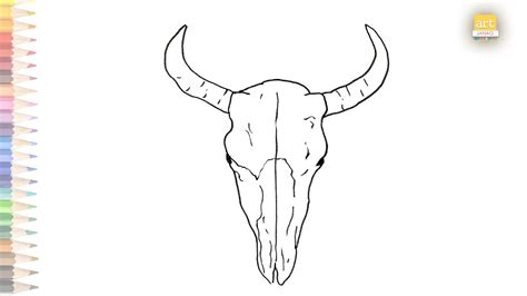 Bull skull drawing easy | How to draw A Bull skull step by step ...