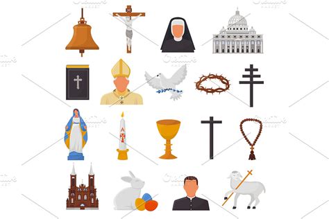 Christian icons vector christianity religion signs and religious ...