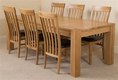 Kuba Solid Oak 220cm Dining Table with 6 Harvard Solid Oak Dining ...