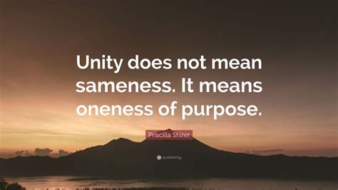 Priscilla Shirer Quote: “Unity does not mean sameness. It means oneness ...