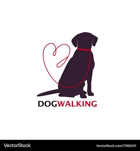 Dog walking logo template with sitting dog Vector Image