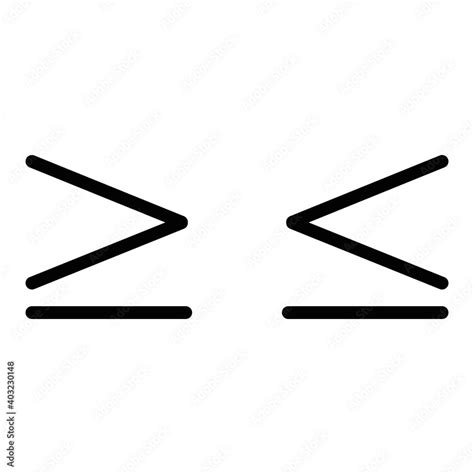 math sign inequality icon vector greater than or equal to and less than ...