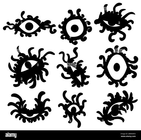 Mystic eye ink abstract stencil icon set selection black, vector ...