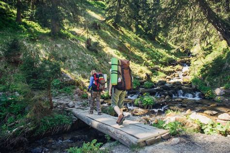 Premium Photo | People hiking in carpathian mountains