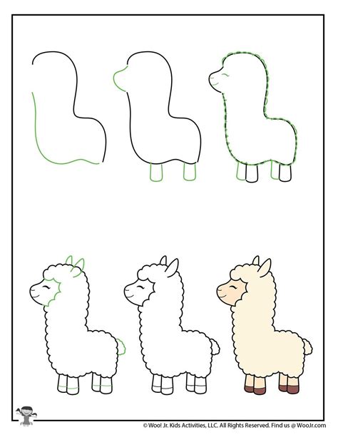 Drawing a Llama Steps | Woo! Jr. Kids Activities : Children's Publishing