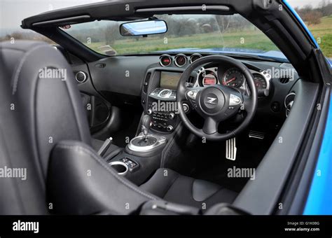 Nissan 370Z convertible Japanese sports car interior Stock Photo - Alamy