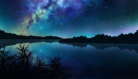 1336x768 Resolution Amazing Starry Night Over Mountains and River HD ...