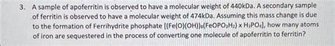 Solved 3. A sample of apoferritin is observed to have a | Chegg.com