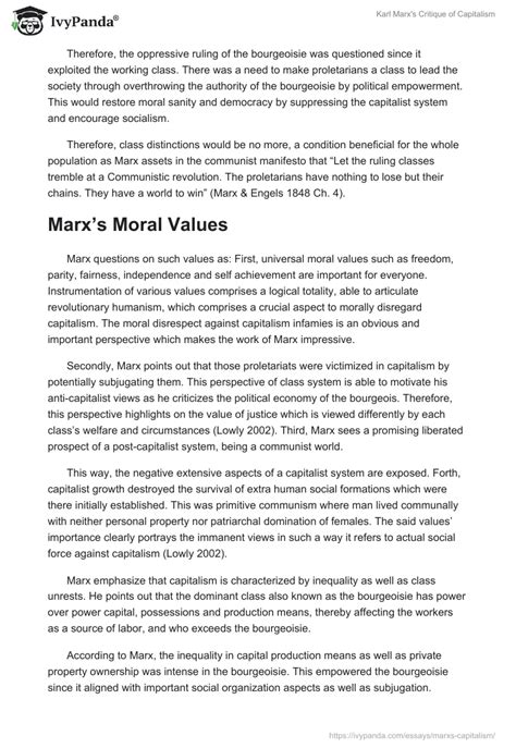 Karl Marx's Critique of Capitalism - 2024 Words | Essay Example