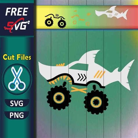 Shark Monster Truck SVG free Cut File for Cricut - freesvg.art