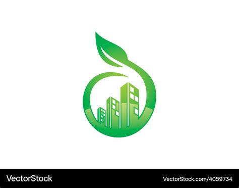 Eco friendly modern building logo Royalty Free Vector Image