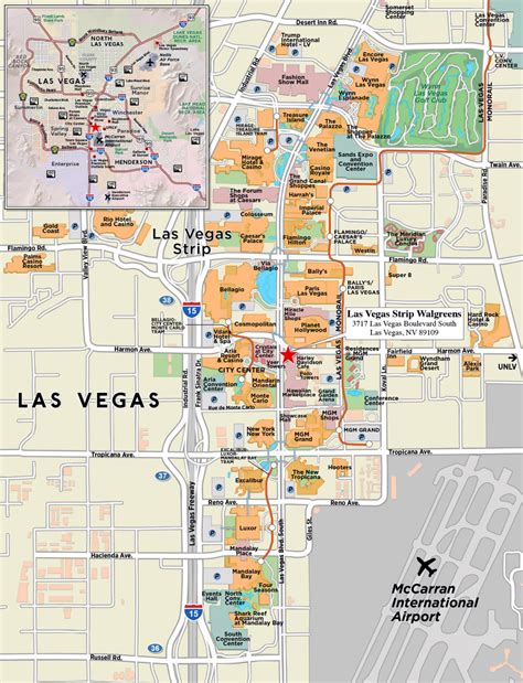 Large strip map of Las Vegas city | Las Vegas | Nevada state | USA ...