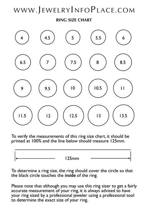 Ring Size Chart Printable