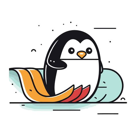 Cute cartoon penguin swimming in the sea. Vector illustration. 33323417 ...