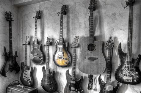 Fotos Gitarre Musik wand schwarz weiß