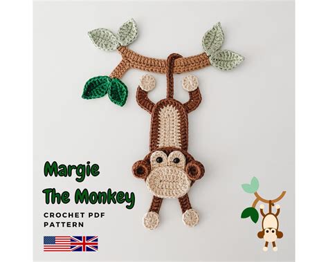 Crochet Monkey Applique Pattern Crochet Monkey Pattern - Etsy