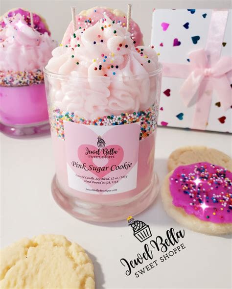 Pink Sugar Cookie Scented Candle 12 oz. – Jewel Bella Sweet Shoppe