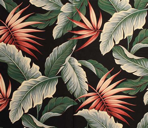 11 tropical leaf print barkcloth fabrics in 31 colorways - Retro ...