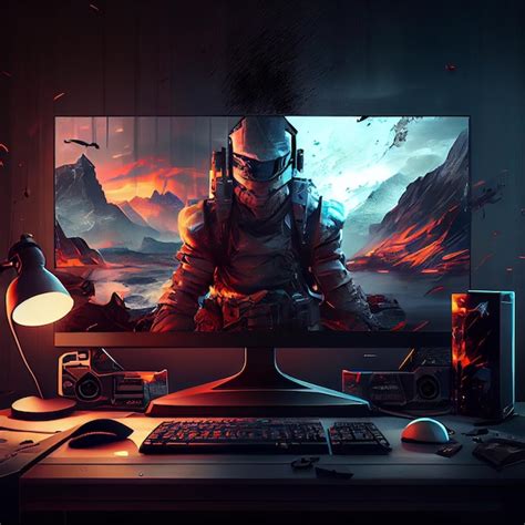 Premium Photo | Gaming desktop pc computer setup gamer illustration