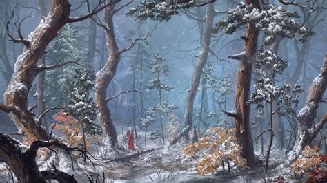 Snow Forest by ReFiend | Snow forest, Fantasy paintings, Fantasy landscape