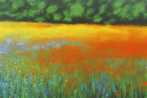 Wildflower Field Painting · Creative Fabrica