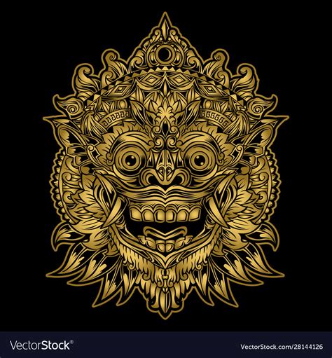 Indonesian bali mask art barong Royalty Free Vector Image