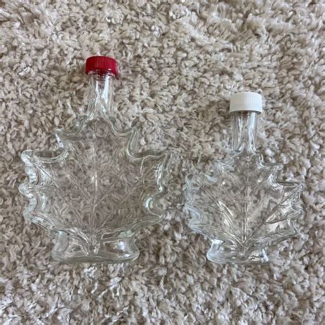 Glass Maple Syrup Bottles Maple Leaf Shaped Empty Set of 2 | eBay