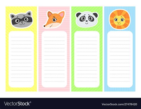 Collection cute bookmarks with animal heads Vector Image