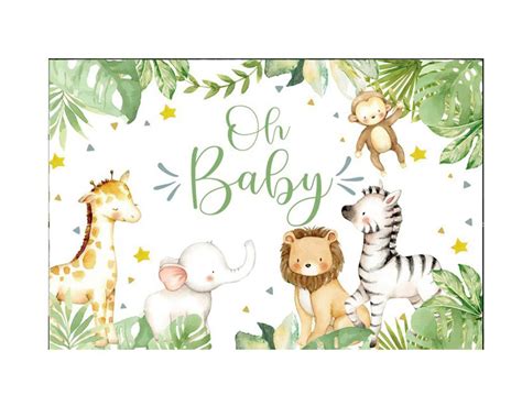 Small Baby Shower Party Table and Photography Backdrop (Oh Baby Safari ...