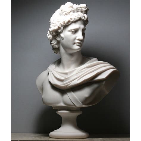 APOLLO Greek Roman God Bust Head Statue Alabaster Sculpture Handmade 12.6"