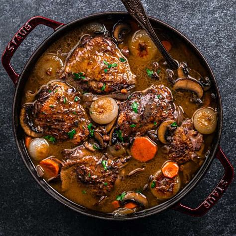 Coq Au Vin (French Chicken in Wine Sauce) - Posh Journal