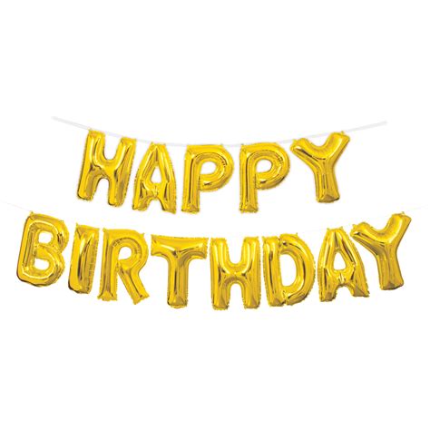 Foil "HAPPY BIRTHDAY" Letter Balloon Banner Kit, Gold, 14ft - Walmart.com