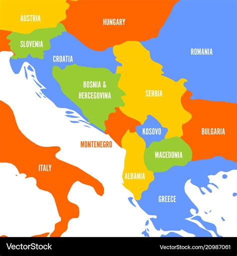 Political map balkans - states balkan Royalty Free Vector