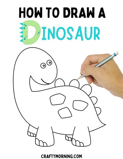 How to Draw a Dinosaur (Easy Step by Step Printable) - Crafty Morning