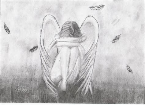 Pencil Drawing Sad Angel - pencildrawing2019