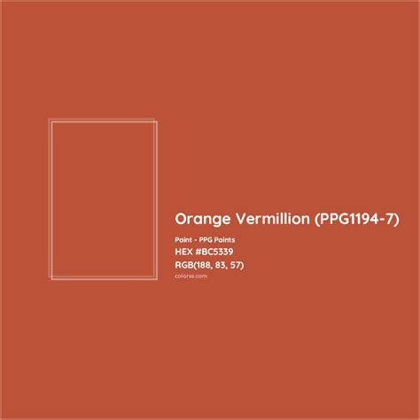 PPG Paints Orange Vermillion (PPG1194-7) Paint color codes, similar ...