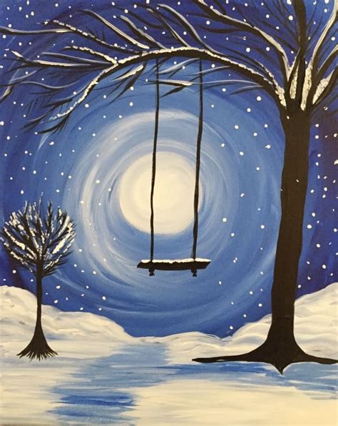 87 Original Winter Paintings on Canvas - Bored Art | Winter painting ...