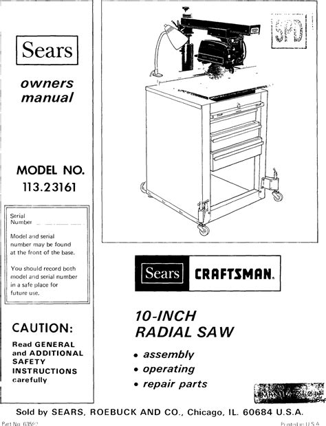 Craftsman 11323161 User Manual 10 INCH RADIAL SAW Manuals And Guides ...