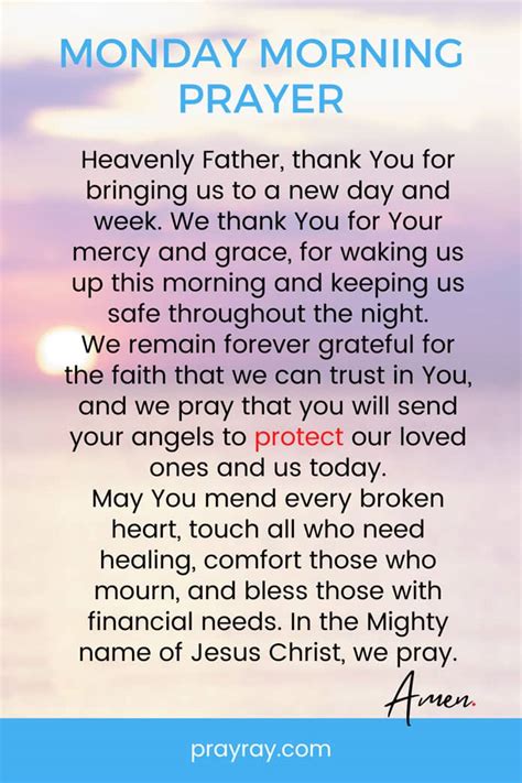 Monday Prayer for Morning, Night, Workplace, and Meeting