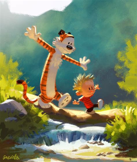 Calvin and Hobbes fan art by Gabriel Soares #ArtStation #ArtStationHQ # ...