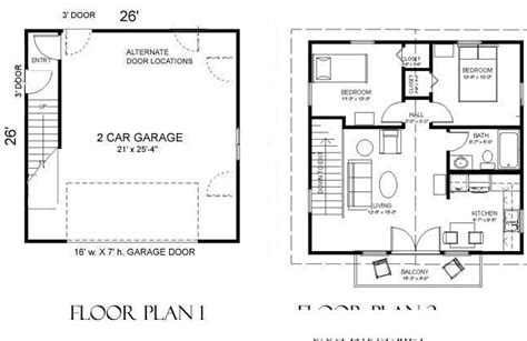 2 Car Garage Plan with Two Story Apartment 1307-1bapt