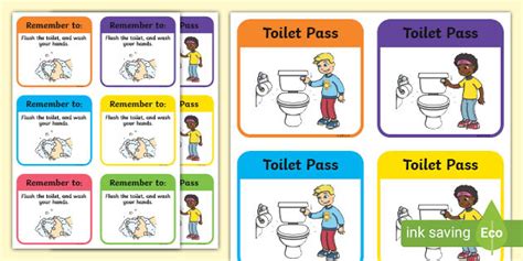 Printable Toilet Pass Templates - Colourful Resource Pack