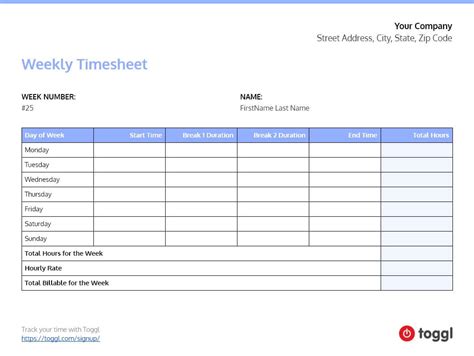 Timesheet Template Sheets