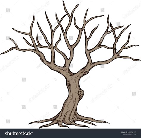 Leafless Tree Dead Tree Dry Tree Stock Vector (Royalty Free) 1408742537 ...