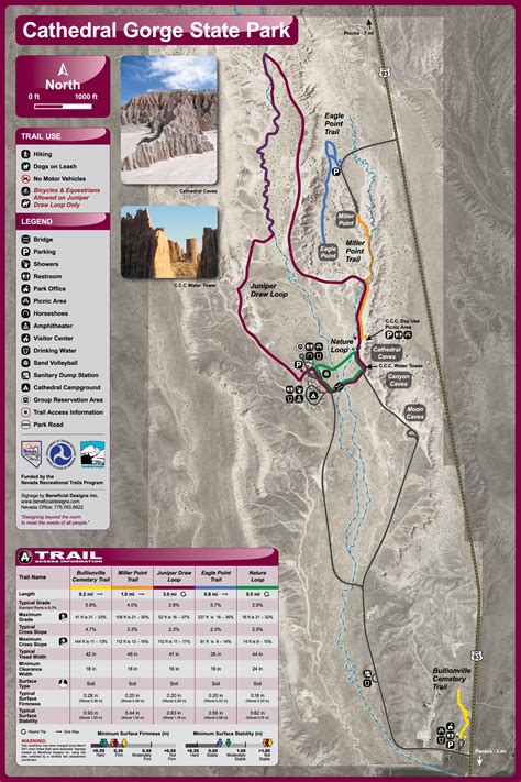 Hiking Map for Cathedral Gorge Caves