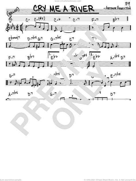 Cry Me A River sheet music (real book - melody and chords) (in C)